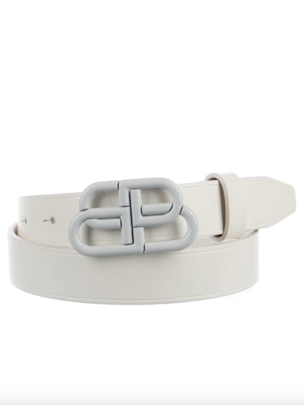Balenciaga White Leather BB Interlocking Logo Belt